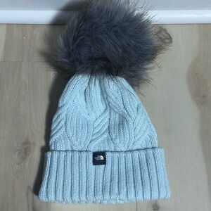 THE NORTH FACE CABLE MINNA YOUTH JUNIOR BEANIE WINDMILL BLUE HAT ONE SIZE